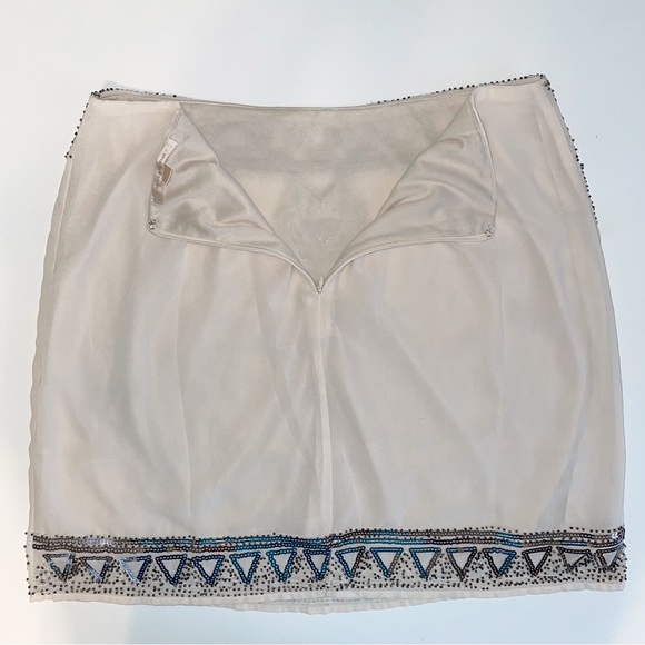 SKIES ARE BLUE | Ivory Sequin Beaded Skirt Women’s Size Large - Picture 7 of 8